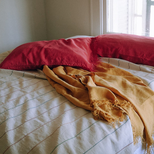 El Cosmico Fringed Linen Pillow Case