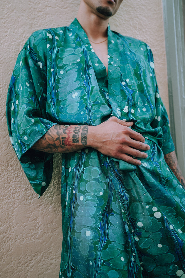 Hotel Saint Vincent Marbled Silk Robe