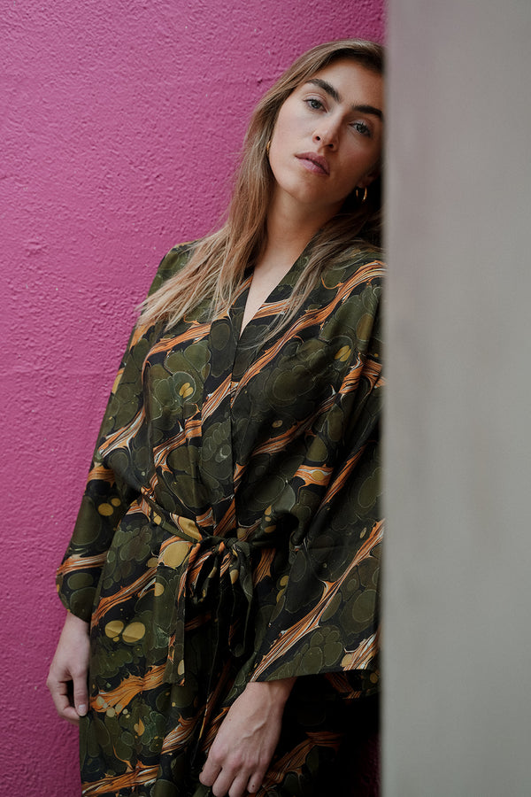 Hotel Saint Vincent Marbled Silk Robe